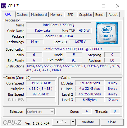 CPU-Z 处理器信息