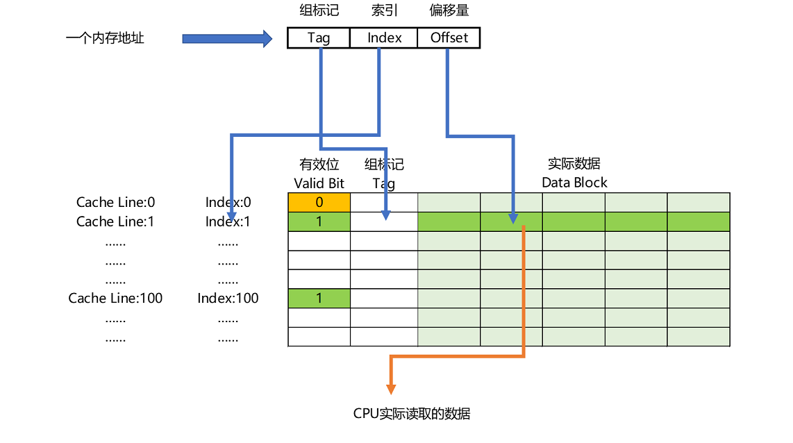 内存地址与缓存行的关系