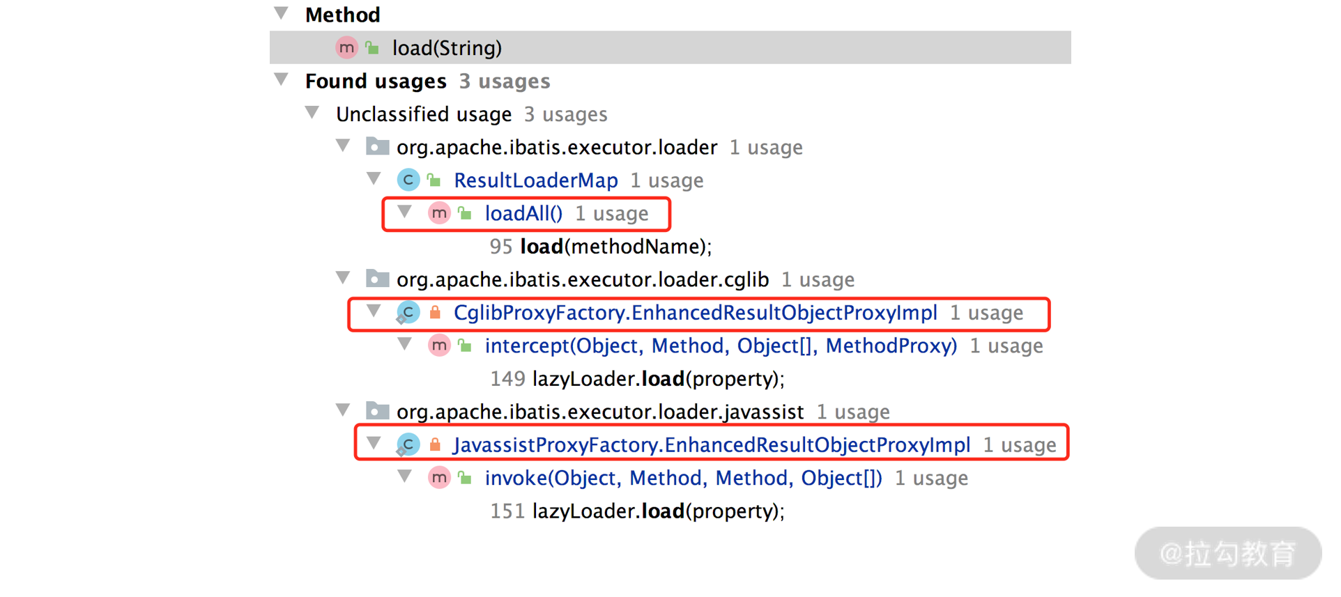 ResultLoaderMap.load() 方法的调用点